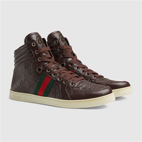 gucci brown high top shoes|farfetch gucci high top.